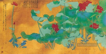old eating soup Ölbilder verkaufen - Chang dai chien lotus 28 old China ink